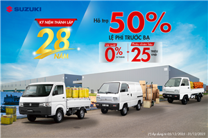 Mừng kỷ niệm 28 năm, Xe thương mại Suzuki khuyến mại lớn nhất năm đến 70 triệu VNĐ