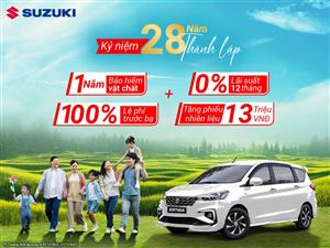 Suzuki tặng ưu đãi lớn nhất trong năm lên đến 110 triệu – Mừng kỷ niệm 28 năm